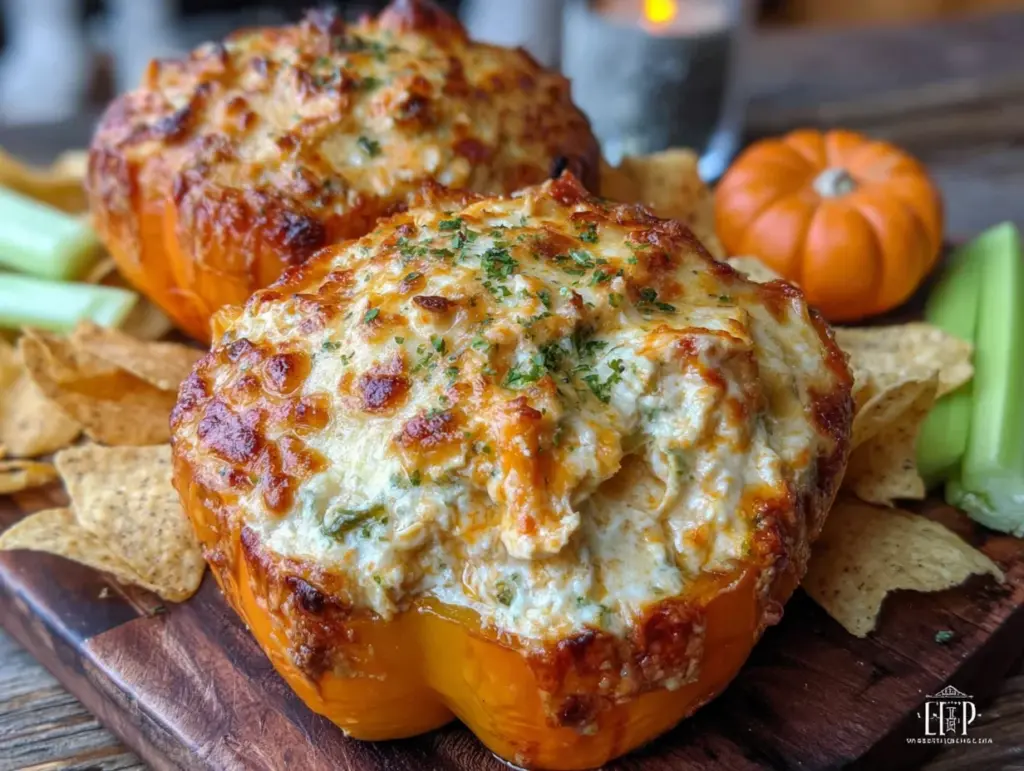 spooky stuffed buffalo chicken peppers - featured image