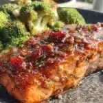 sticky honey garlic salmon - featured image