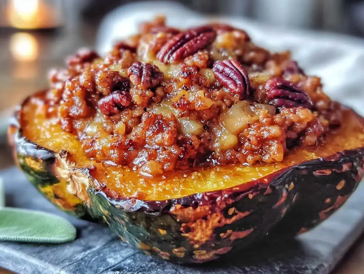 stuffed acorn squash with sausage and apples preparation steps
