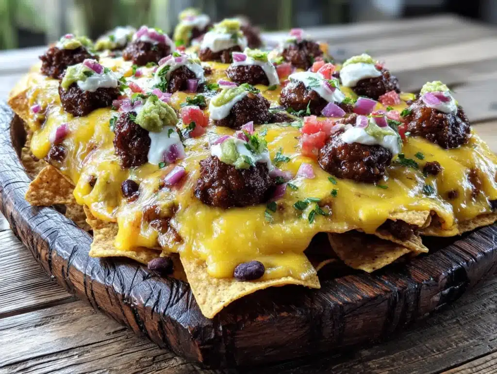 ultimate loaded nacho football charcuterie board - featured image