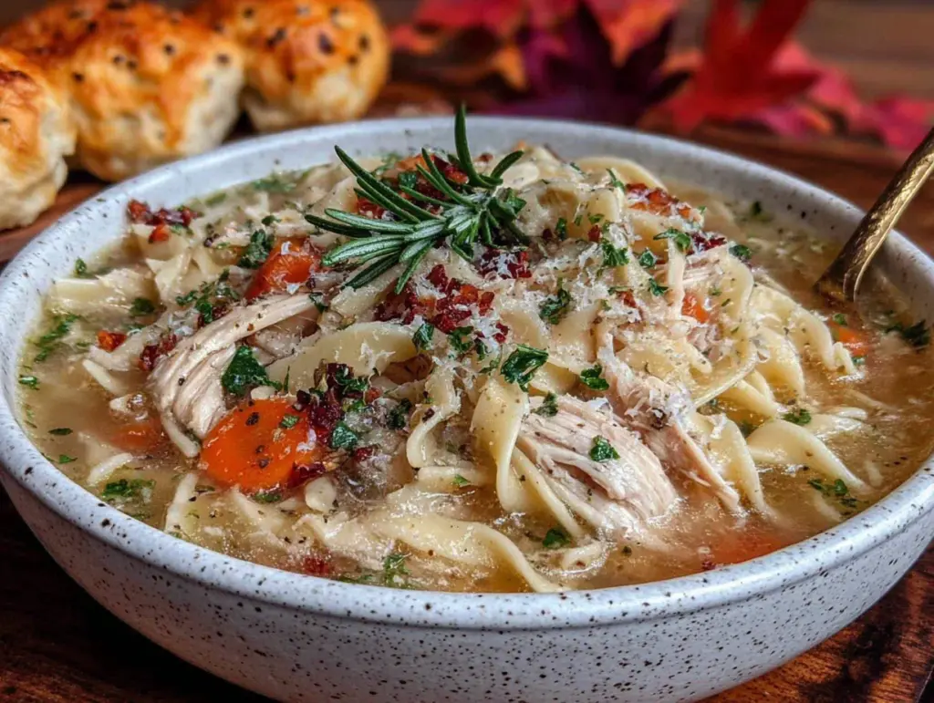 5-ingredient fall chicken noodle soup - featured image