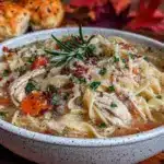 5-ingredient fall chicken noodle soup - featured image