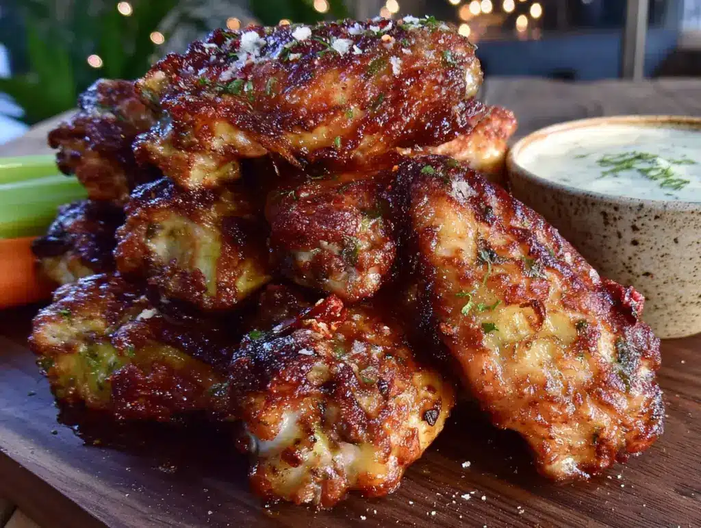 air fryer football wings with ranch - featured image