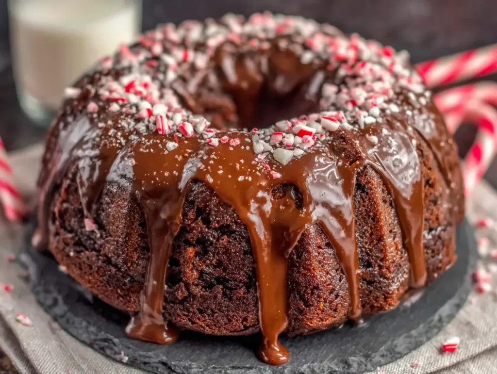 chocolate peppermint bundt cake - featured image