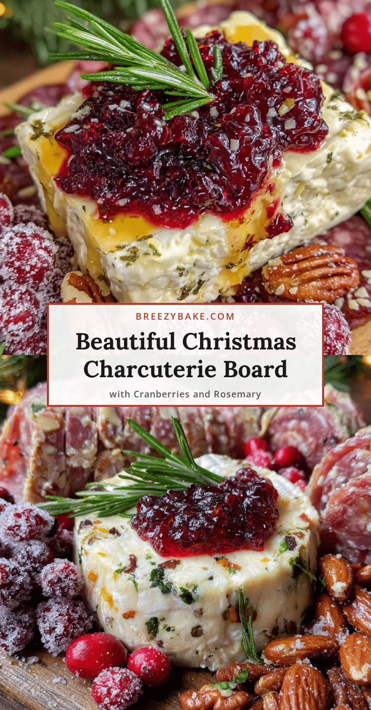 Christmas charcuterie board with cranberries and rosemary recipe
