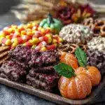 cozy Halloween charcuterie board with candy corn - featured image