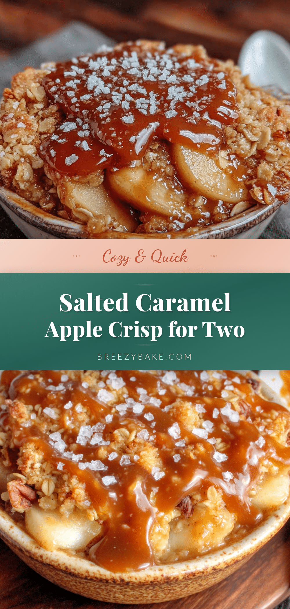 cozy salted caramel apple crisp for two recipe