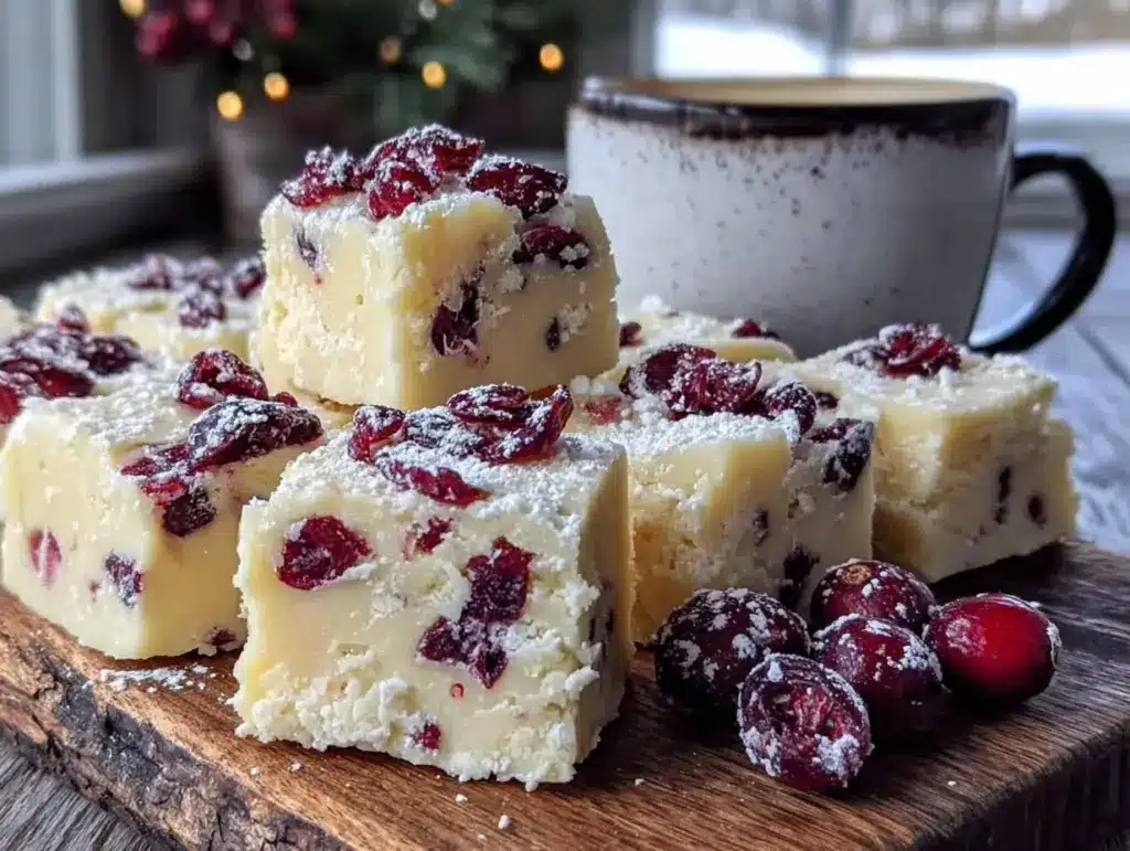 cranberry white chocolate fudge - featured image