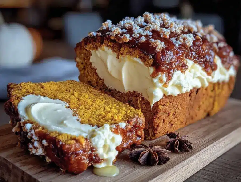 cream cheese stuffed pumpkin bread - featured image