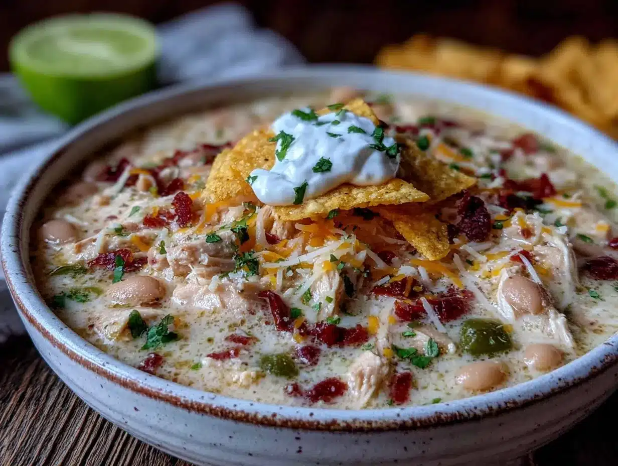 creamy crockpot white chicken chili preparation steps