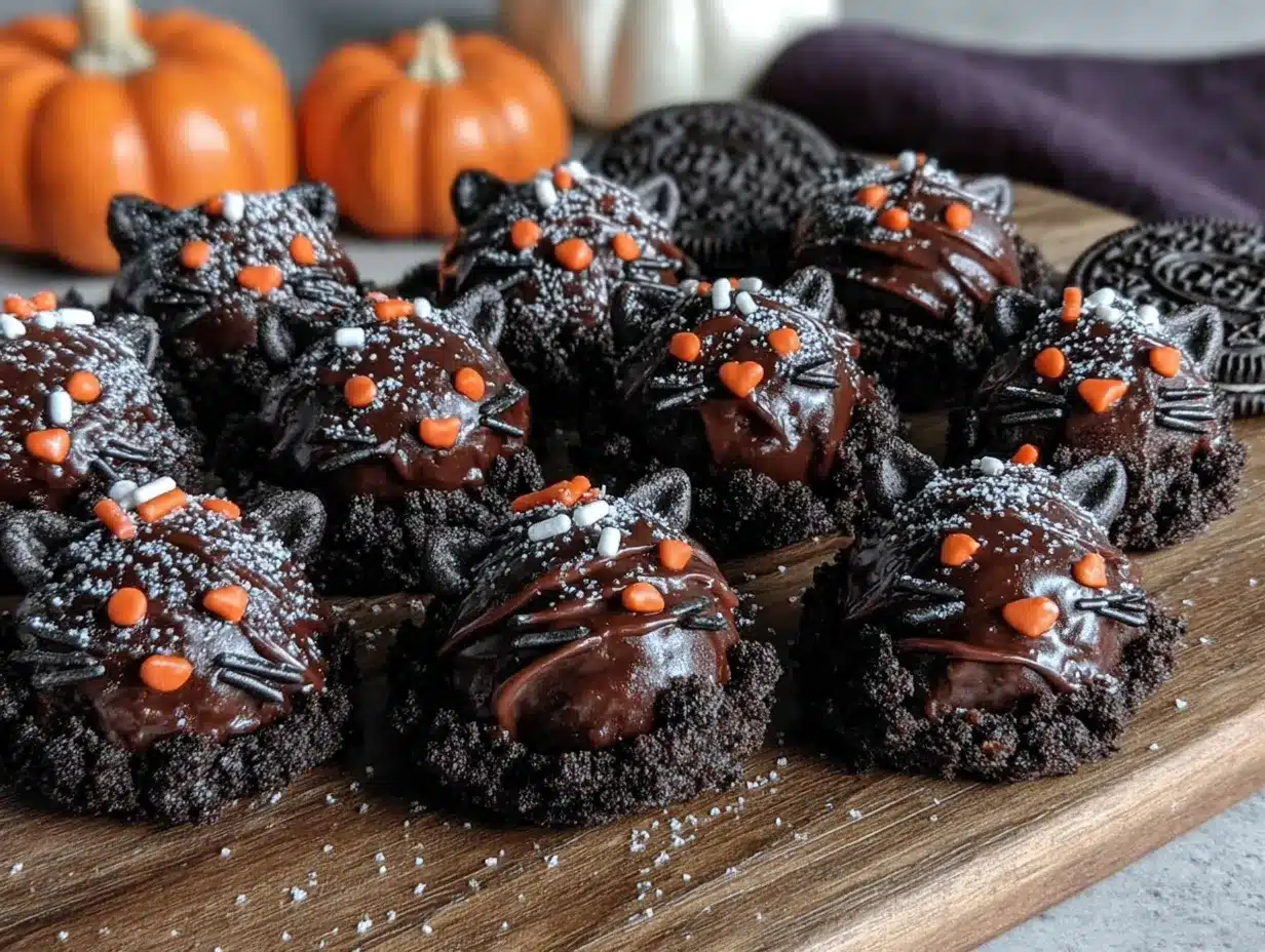 Easy Black Cat Oreo Truffles Halloween Recipe preparation steps