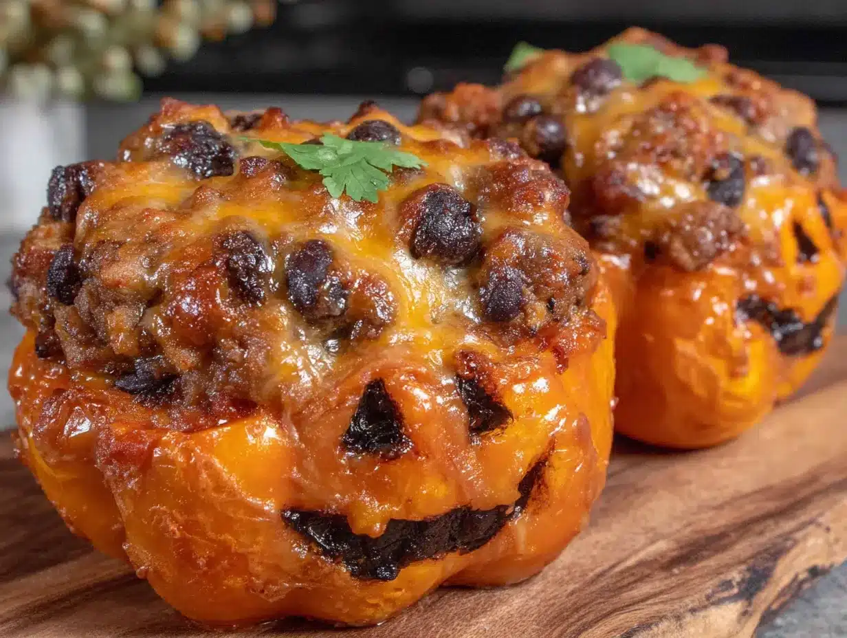 Easy Halloween Stuffed Peppers preparation steps