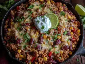 ground turkey taco skillet - featured image