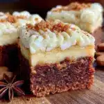 light gingerbread cheesecake bars with cream cheese frosting - featured image