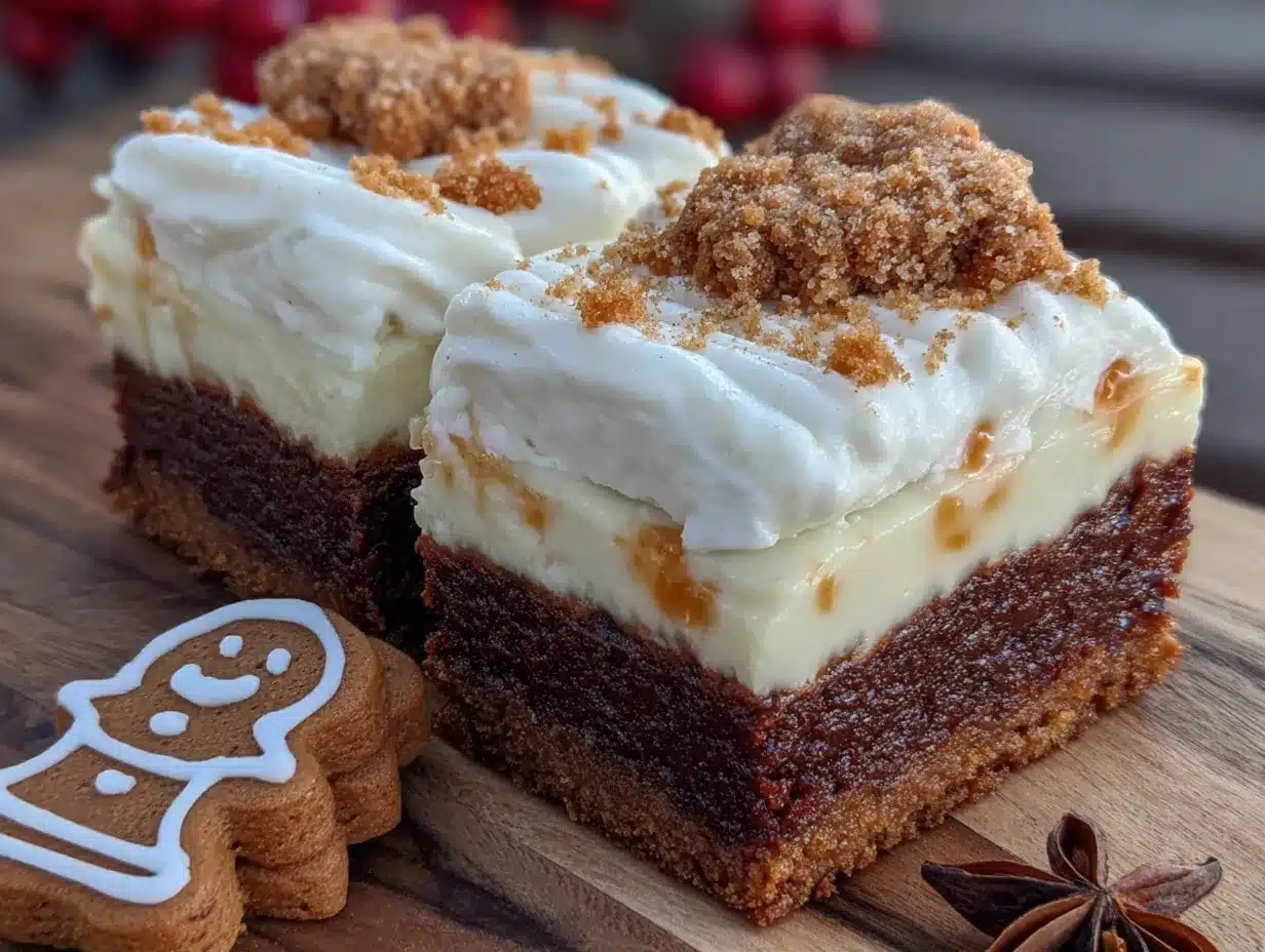 light gingerbread cheesecake bars with cream cheese frosting preparation steps