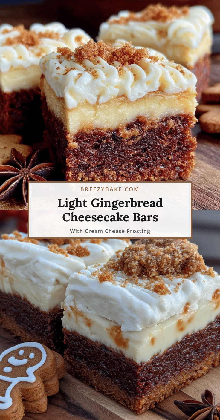 light gingerbread cheesecake bars with cream cheese frosting recipe