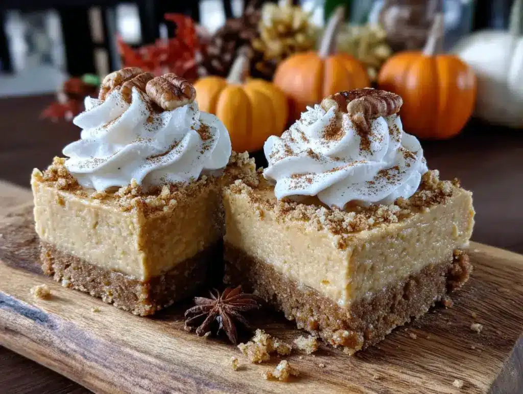light no-bake pumpkin cheesecake bars - featured image