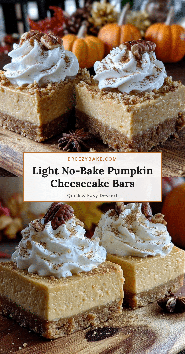 light no-bake pumpkin cheesecake bars recipe