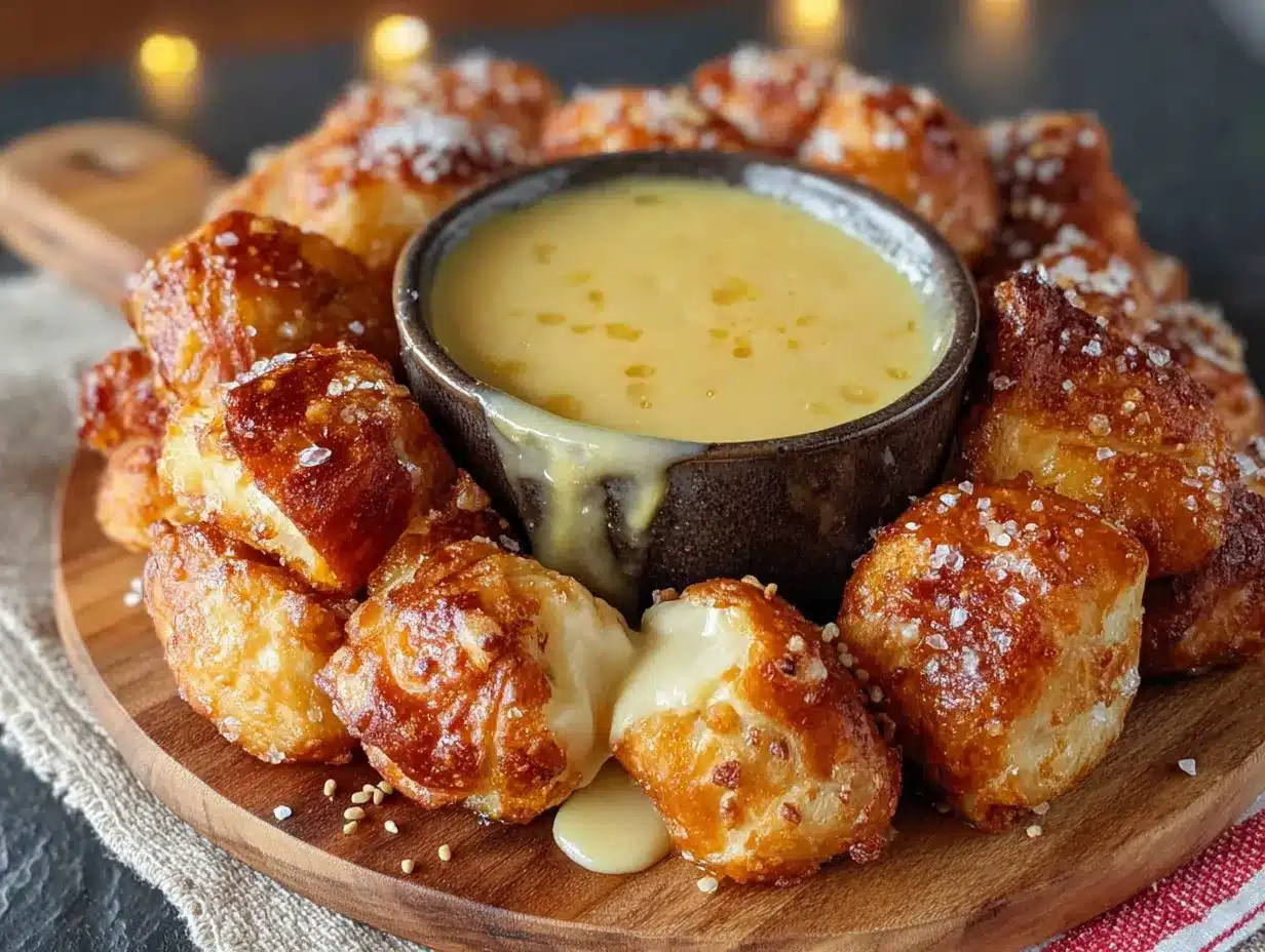 lighter Oktoberfest pretzel bites with beer cheese dip preparation steps