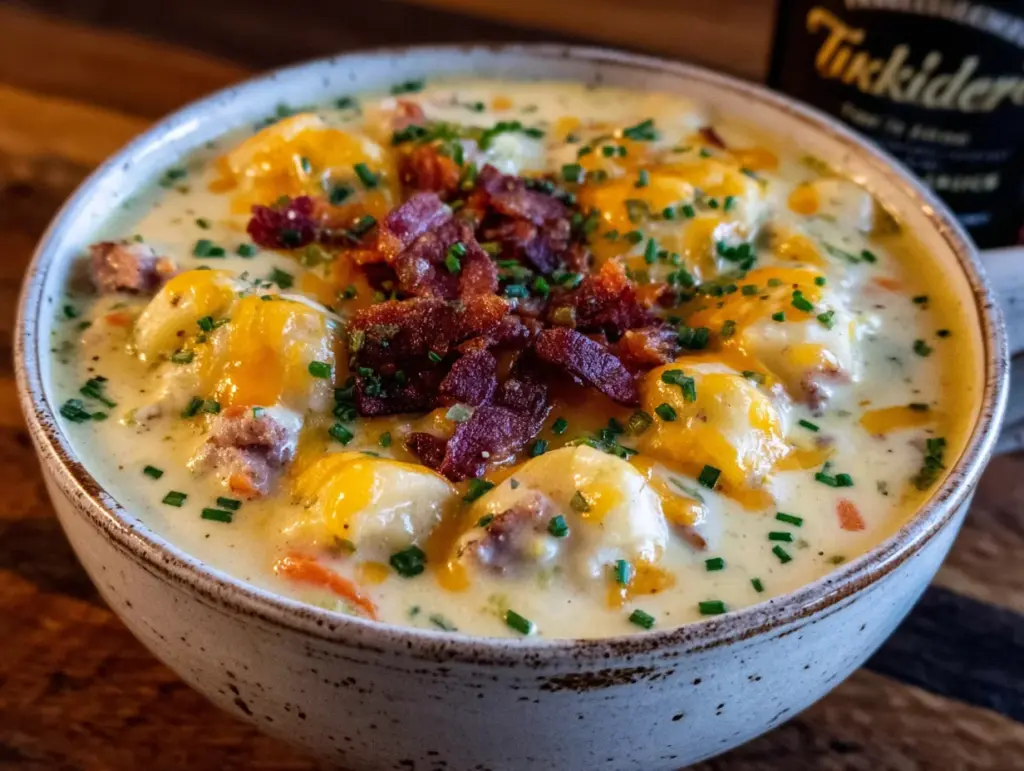 loaded sausage potato soup - featured image