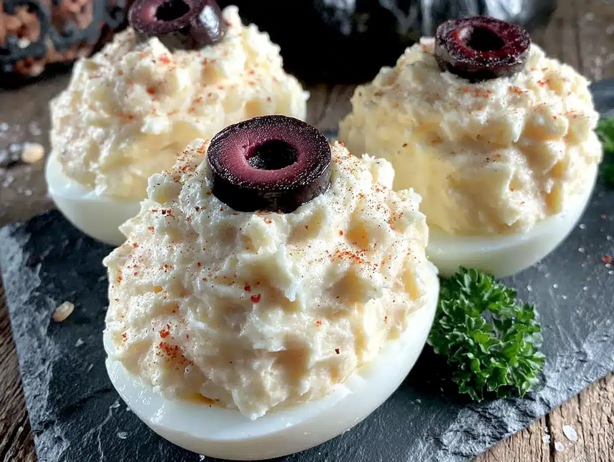 monster eyeball deviled eggs preparation steps