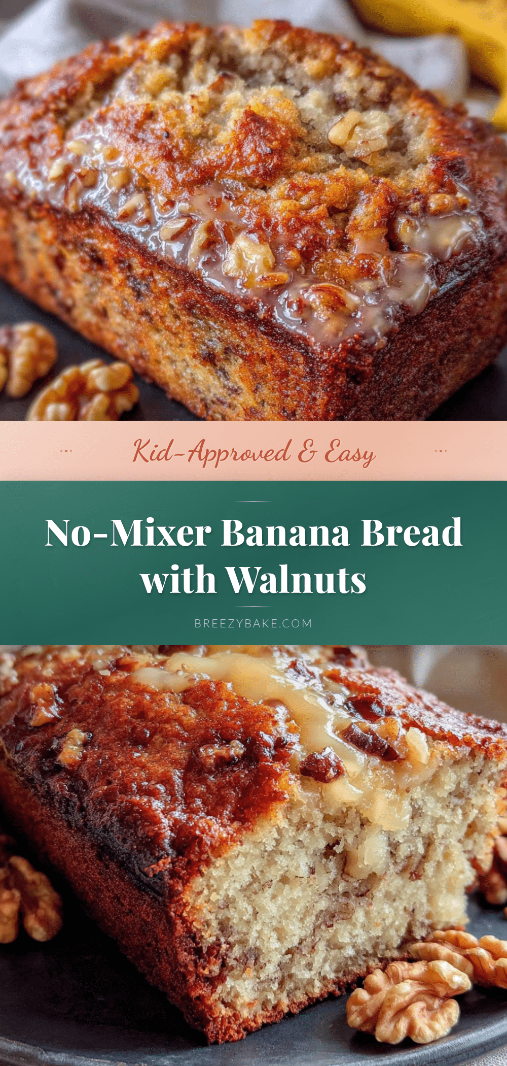 no-mixer banana bread with walnuts recipe