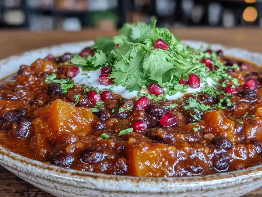 pumpkin black bean chili - featured image