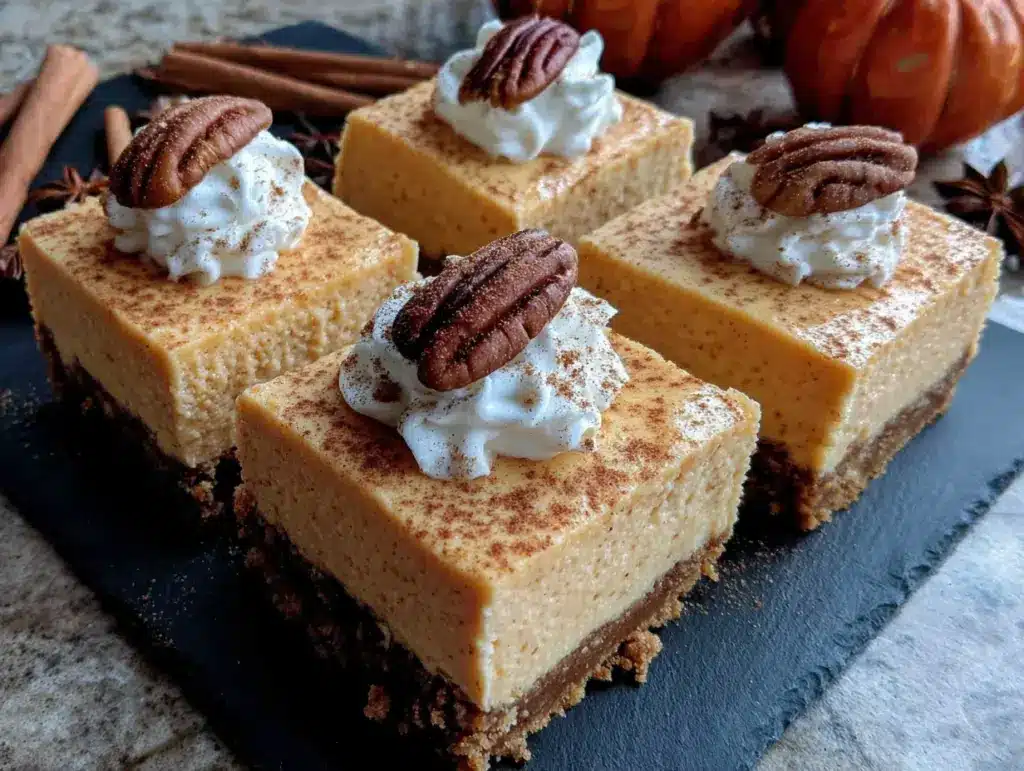 pumpkin cheesecake bars with gingersnap crust - featured image
