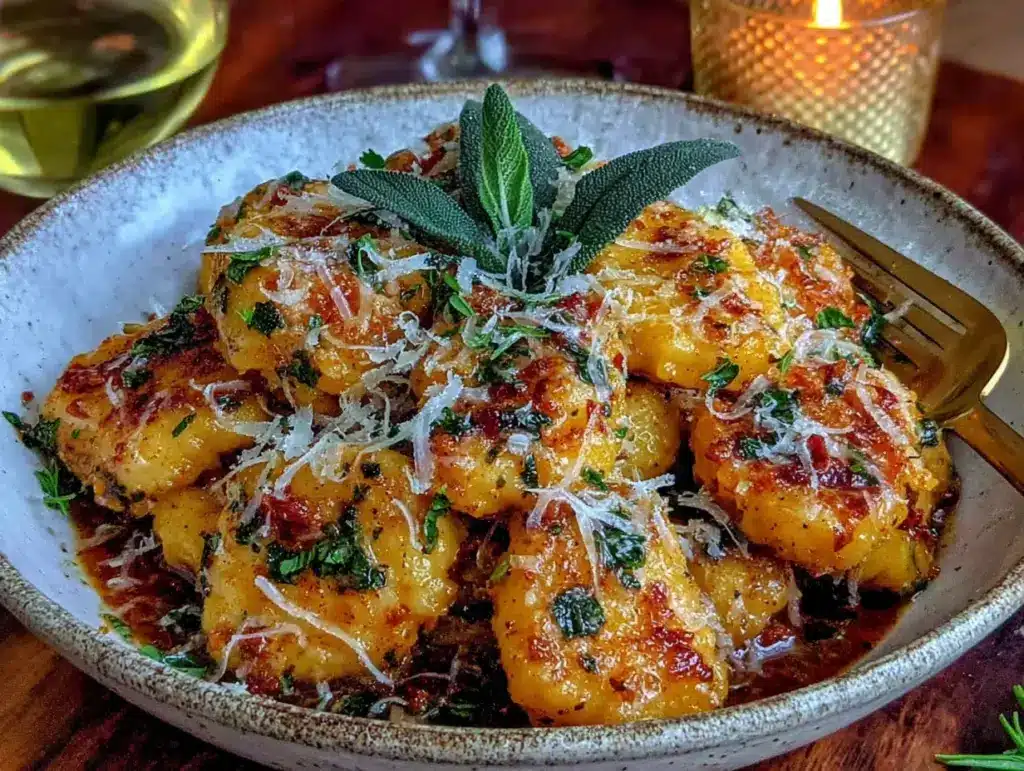 pumpkin gnocchi with brown butter sage - featured image