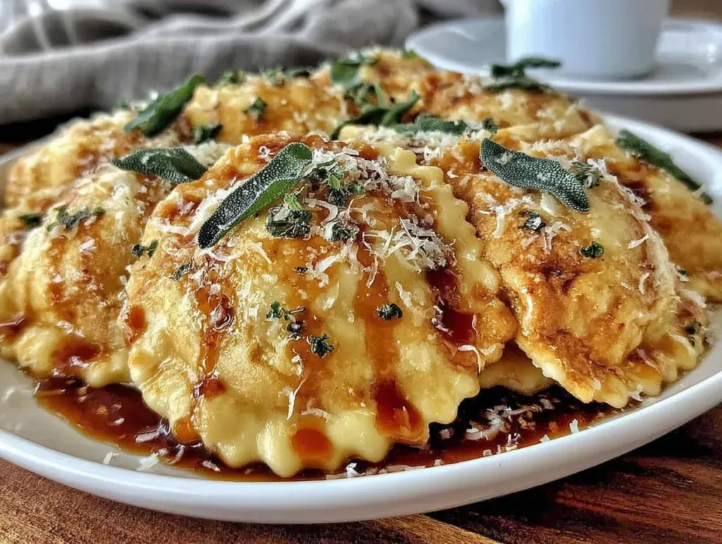 pumpkin ravioli with brown butter and sage - featured image