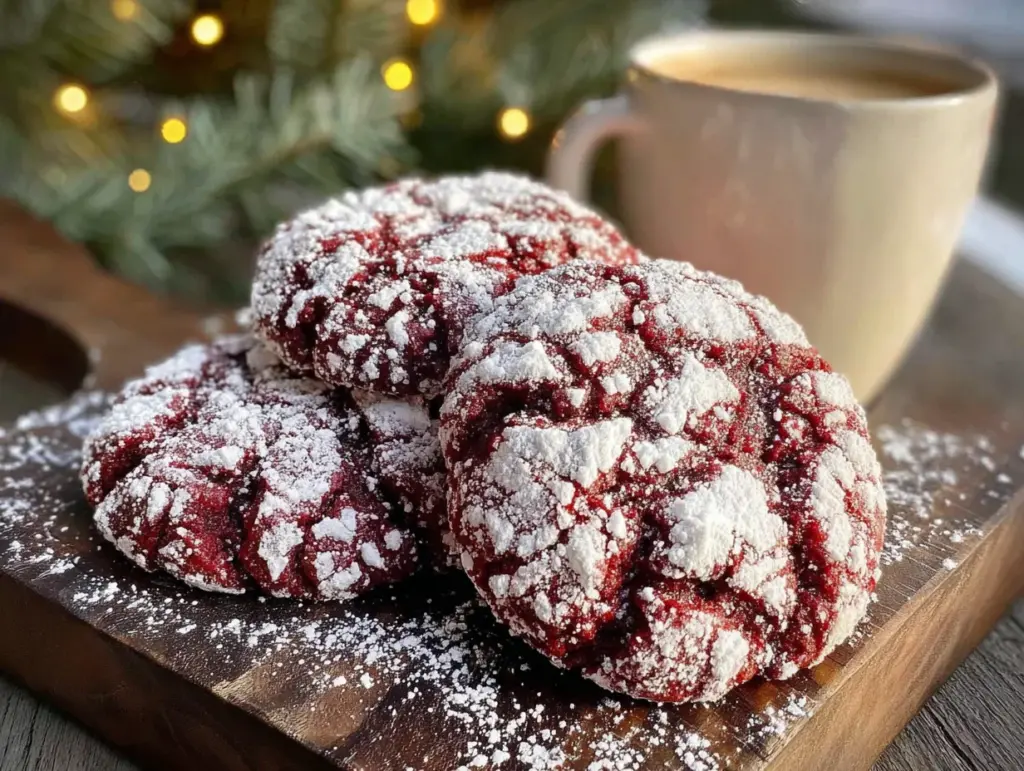 red velvet crinkle cookies - featured image