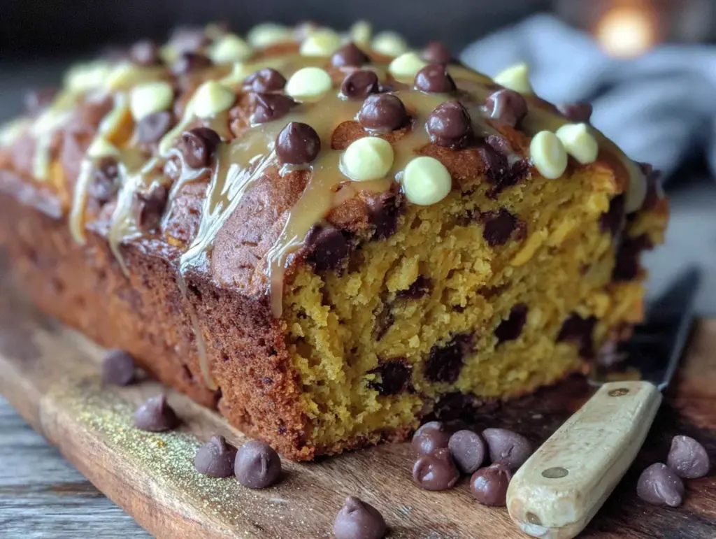 triple chocolate chip pumpkin bread - featured image