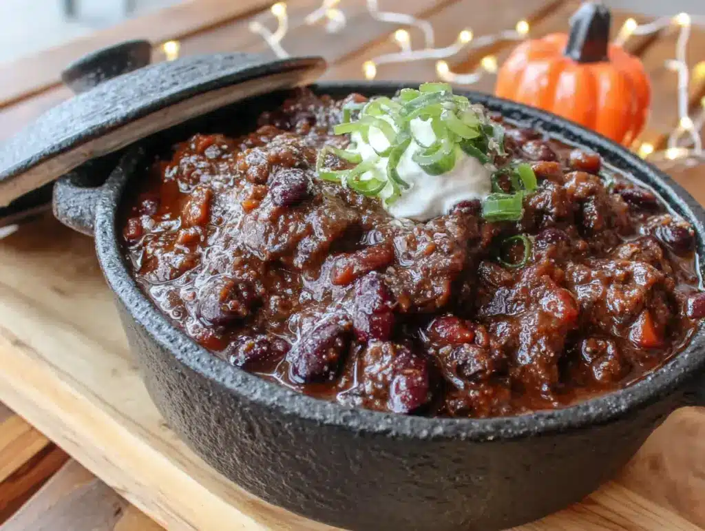 wholesome slow cooker halloween chili - featured image