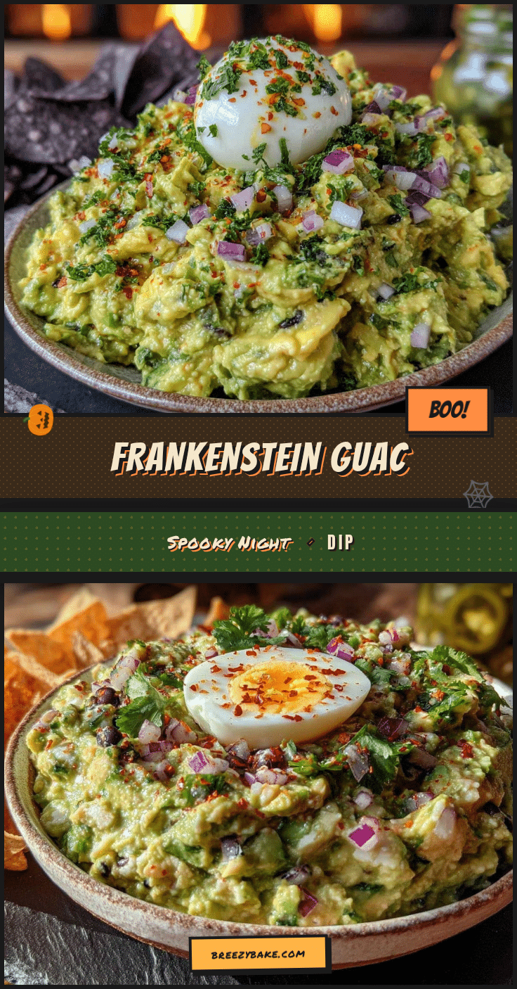 cozy Frankenstein guacamole dip recipe