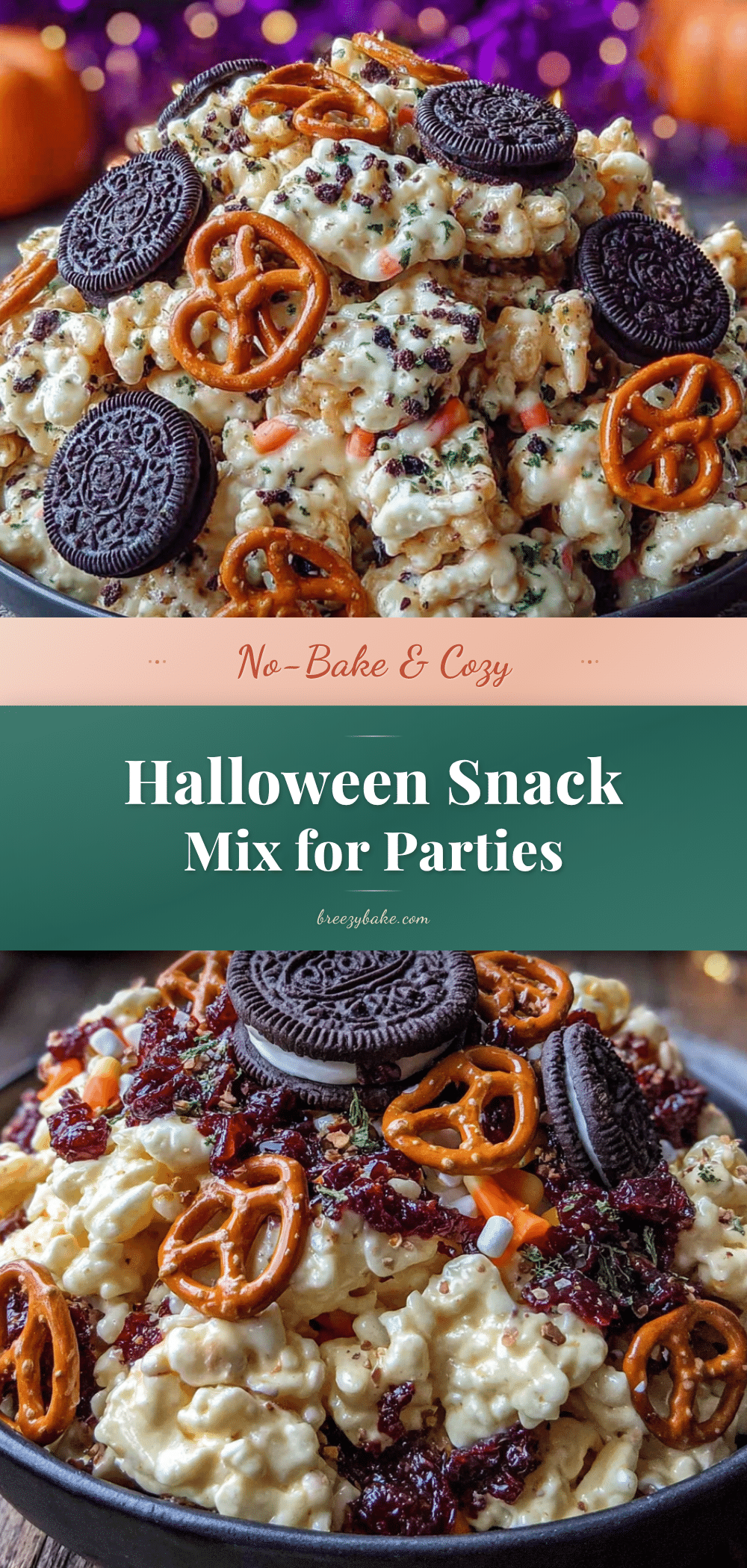 cozy no-bake Halloween snack mix for parties recipe