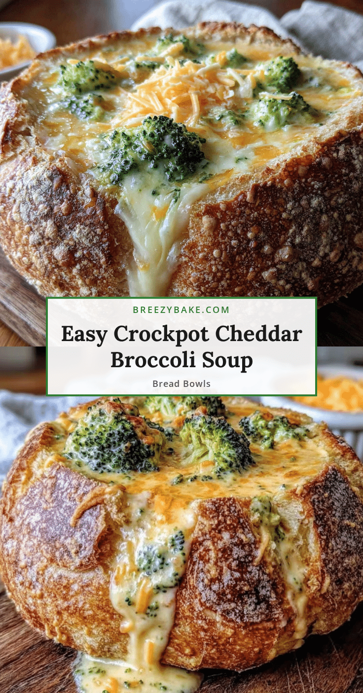 crockpot cheddar broccoli soup bread bowls recipe