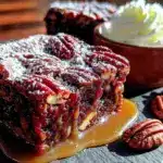 maple bourbon pecan pie brownies - featured image
