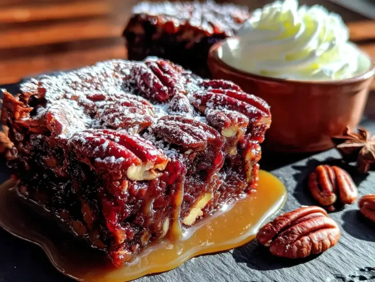 maple bourbon pecan pie brownies - featured image