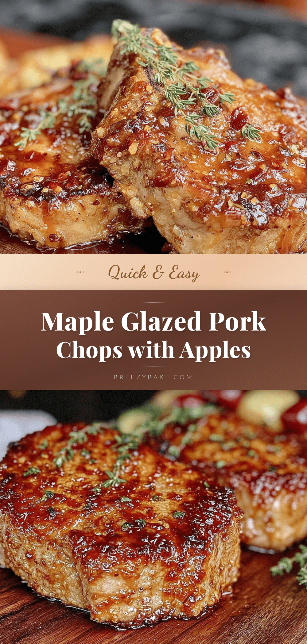 maple glazed pork chops with roasted apples recipe