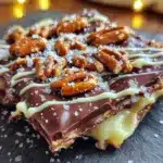spider web chocolate bark with pretzels - featured image