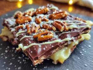 spider web chocolate bark with pretzels - featured image