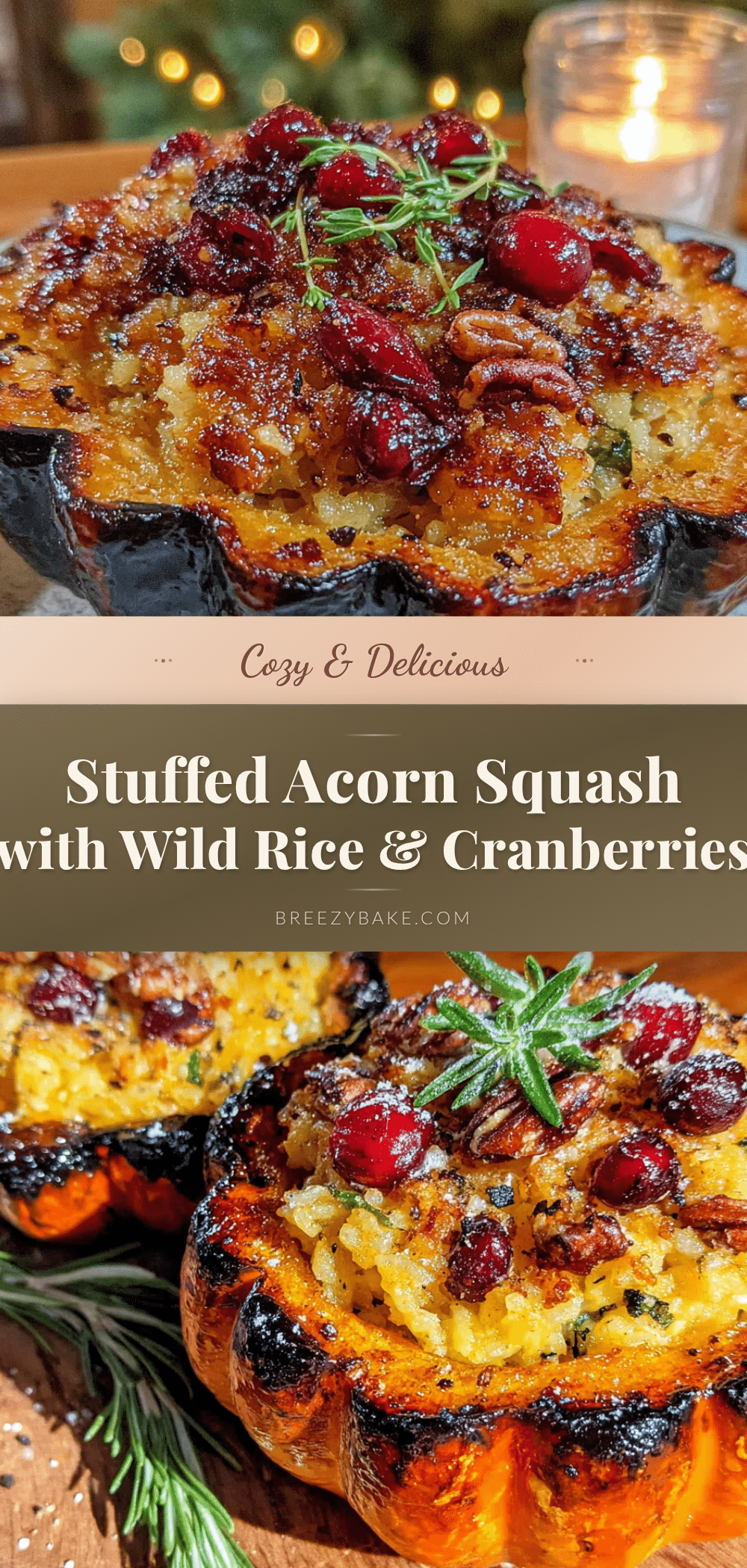 stuffed acorn squash with wild rice and cranberries recipe