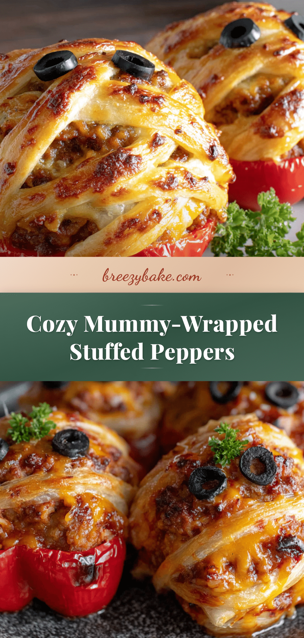 cozy mummy-wrapped stuffed peppers recipe